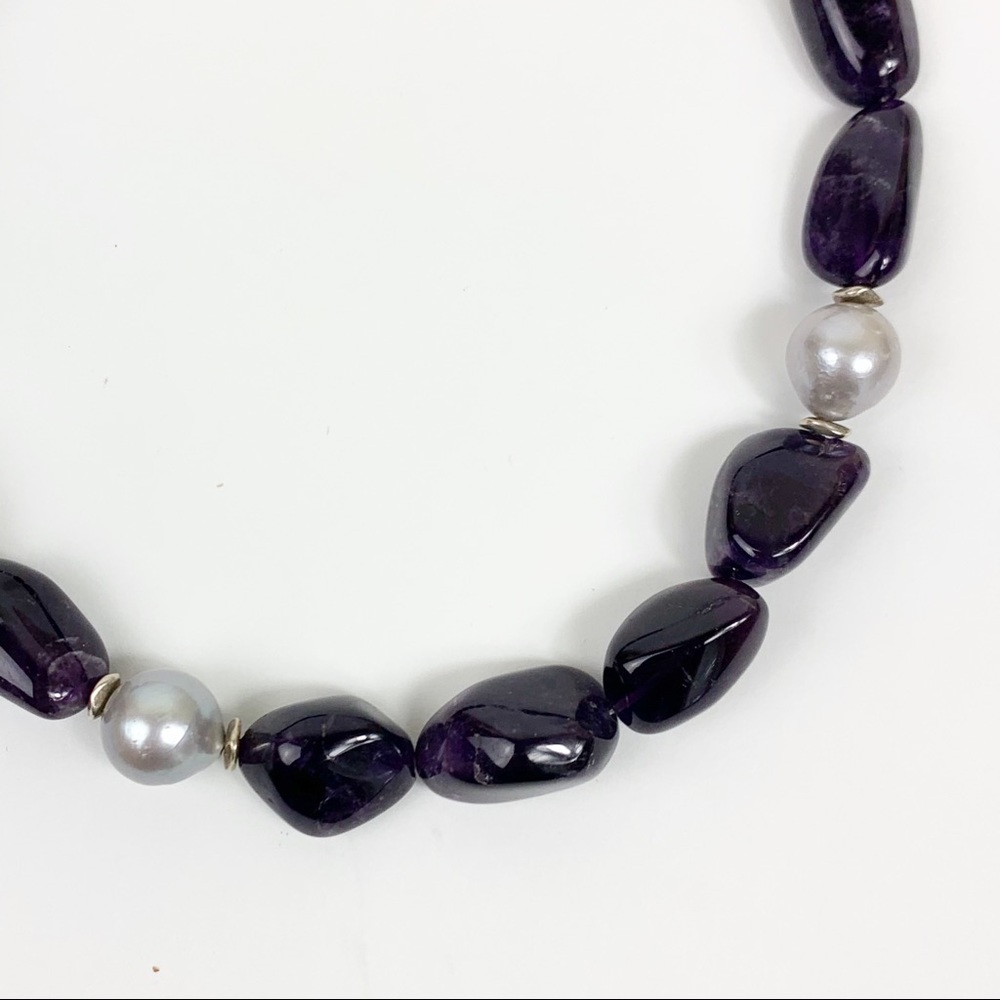 Amethyst Pearl Quartz Beaded Statement Necklace